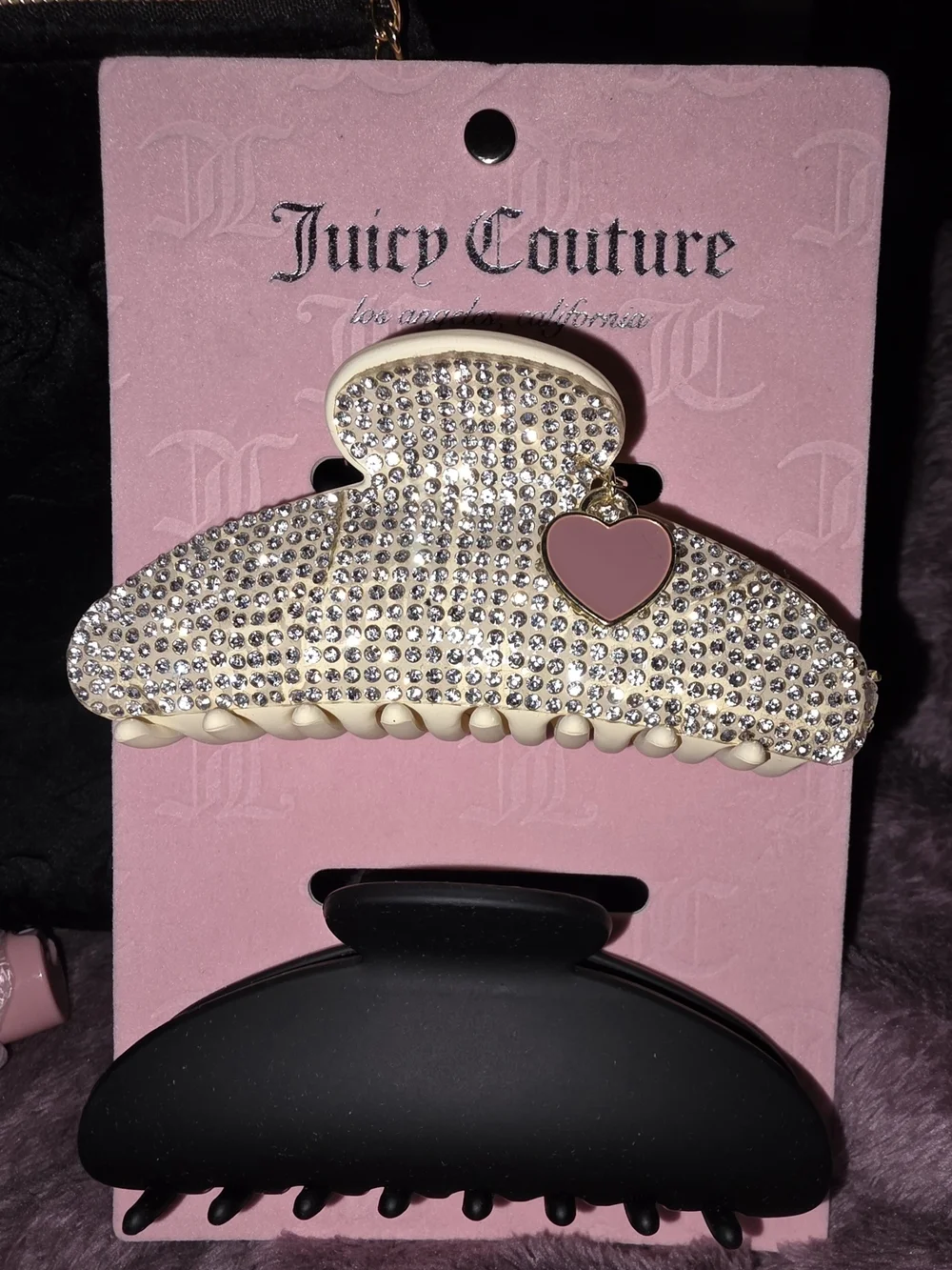 Juicy Couture Black Velvet Cosmetic Pouch And Travel Set With Crown Logo